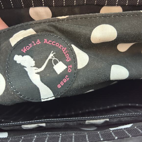 World According to Jess Black, White and Pink Large Top Handle Shoulder Bag - Picture 3 of 7